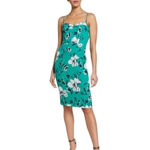 Black Halo Clover Floral-Print Spaghetti-Strap Sheath Dress